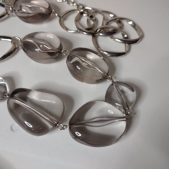 Long 41 Inch Dell'Olio Necklace With Large Clear Plastic Beads - Picture 7 of 12